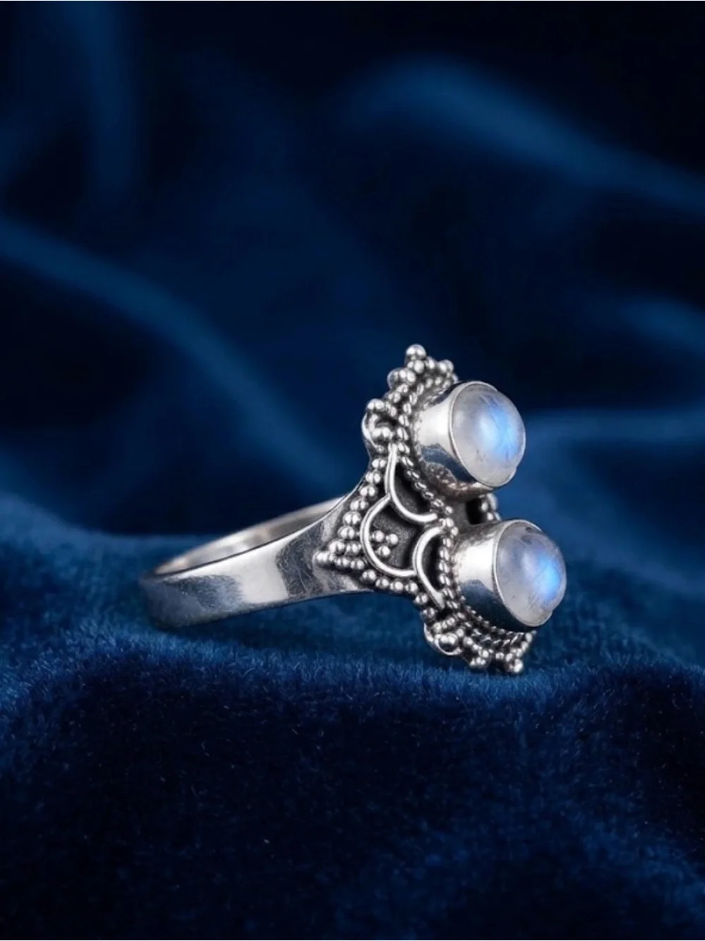 Sterling Silver Rainbow Moonstone Ring